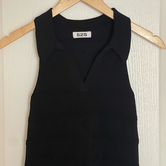 525 AMERICA TONAL JACQUARD POLO BODYSUIT BLACK COLLARED THONG BODYSUIT SMALL - Picture 4 of 8